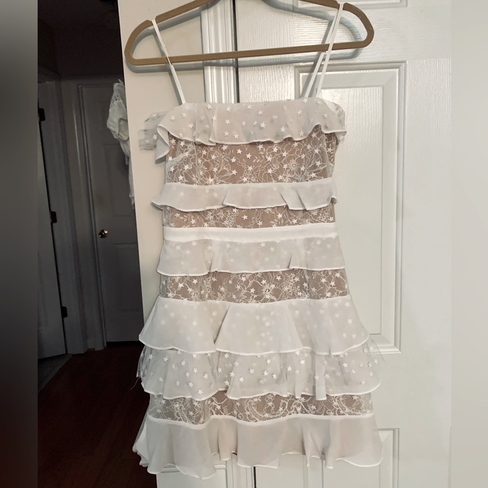 For Love & Lemons nude & white ruffle dress M